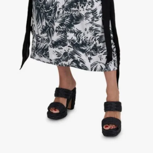 Bottega Veneta Trinity Weave Black Raffia Platform Sandals size 38 - Picture 2 of 13